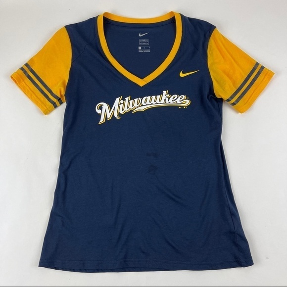 Nike Womens Tshirt Milwaukee Brewers MLB Blue Med - Picture 4 of 7
